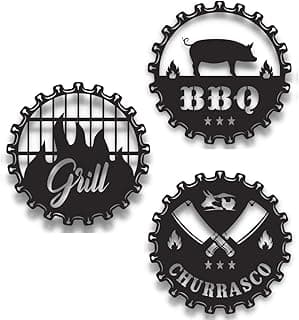 Adesivos decorativos churrasco BBQ Grill e Churrasco em preto sobre fundo branco