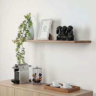 Prateleira Flutuante Rústica 80x20cm em MDF Amadeirado Louro Freijó com Suporte Embutido Invisível – Prateleira de Parede Decorativa para Sala, Cozinha, Quarto e Escritório – Refloresça