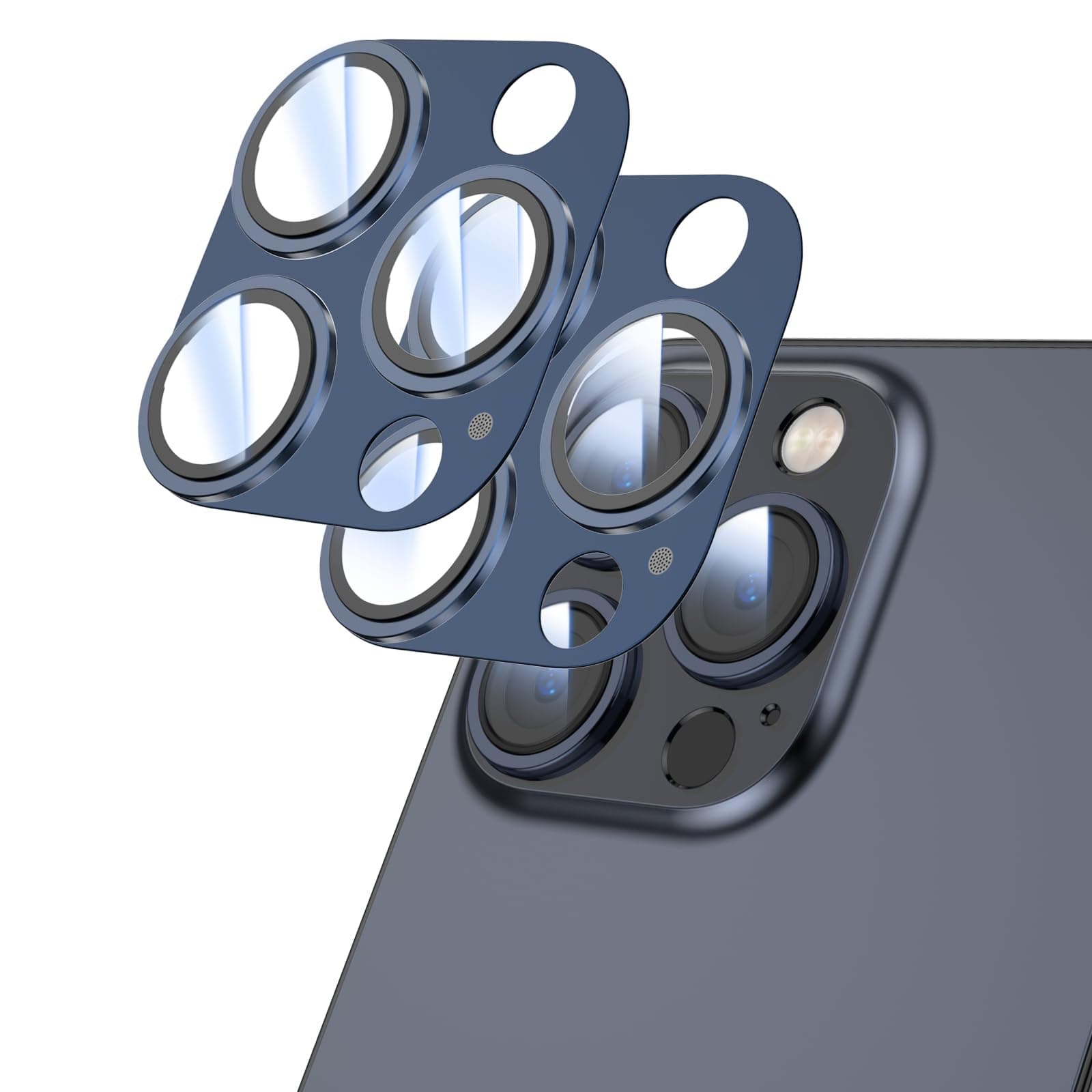 Protetor de Lente de Câmera KUZOOM para Iphone 15 Pro Max/15 Pro Vidro Titanium Azul Pacote com 2