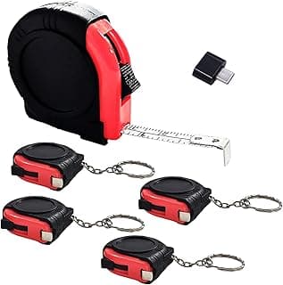 Fita Métrica Infantil de 90 Cm/1 M (Polegadas/Métrico) com Trava Deslizante, Pacote com 5 Mini Fitas Métricas Retráteis de Bolso Para Chaveiro.
