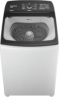 Máquina de lavar Brastemp 16 kg branca, com porta aberta, painel de controle e logo visíveis, fundo branco.