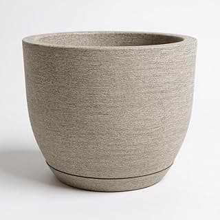 Vaso decorativo cinza para plantas grandes e frutíferas 40x50 em polietileno jateado com prato coletor 50 litros