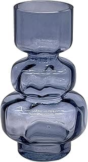 Vaso de vidro duplo azul escuro com design ondulado - Hermitage