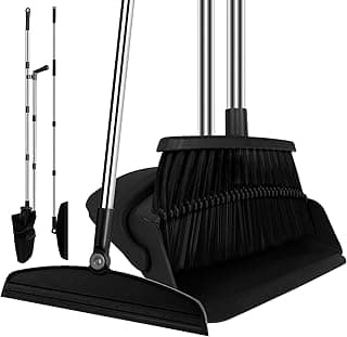 Kit de limpeza com vassoura, pá de lixo, rodo e escovão em preto