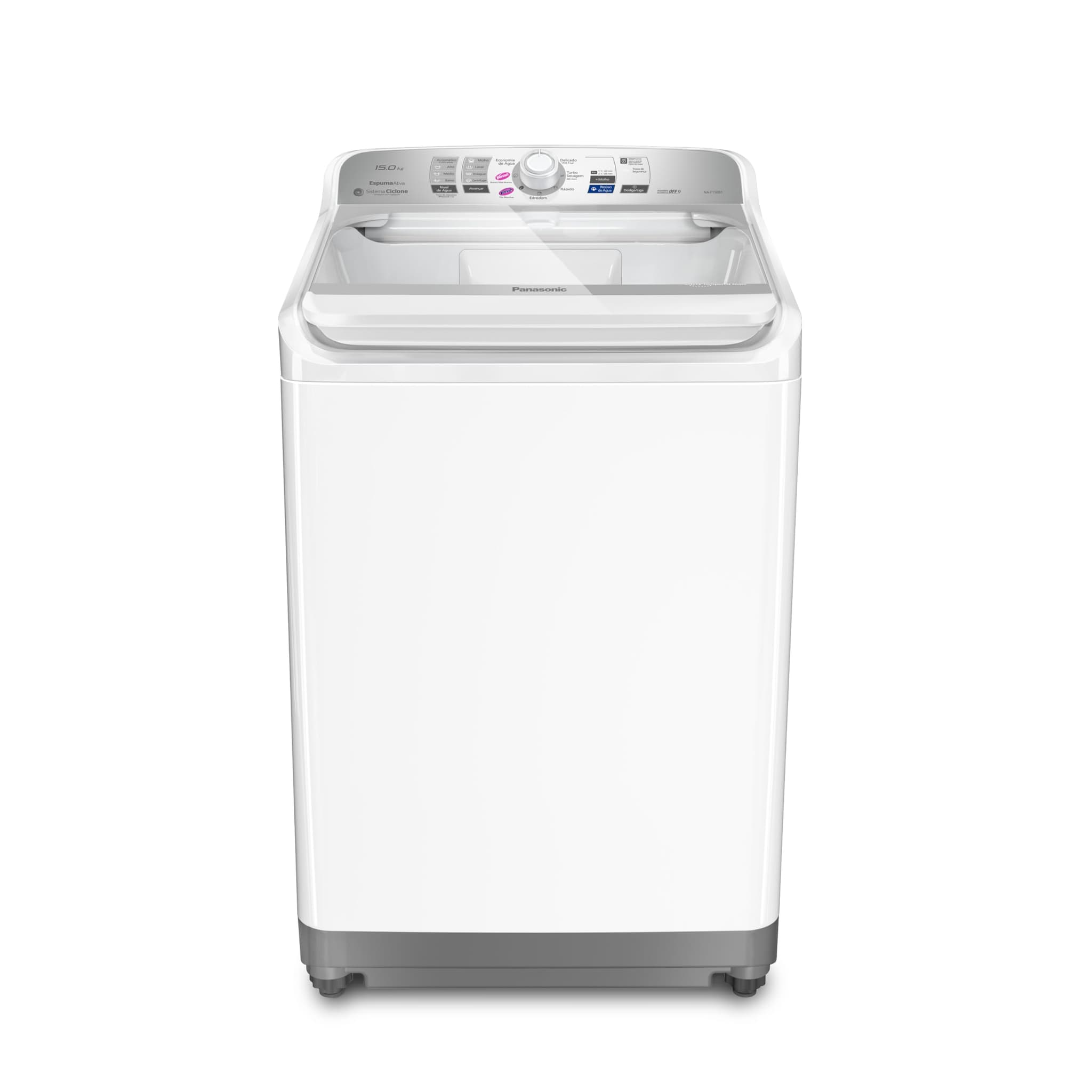 Máquina de Lavar Roupa Panasonic NA-F150B1W Melhor Lavagem e Menor Consumo de Água 15kg Branco 127V