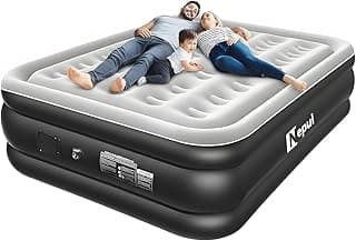 Colchão de Ar Queen Size Premium, Inflável Portátil com Bomba de Lítio Embutida, Cama de Ar para Camping e Casa 203 * 152 * 46 cm (Casal)