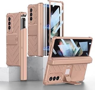 Capa para Samsung Galaxy Z Fold 3 rosa dourado com proteção de dobradiça e suporte magnético