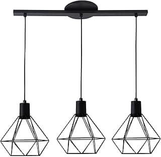 Lustre Pendente Trilho Diamante Peq 3 Lamp E27 Preto
