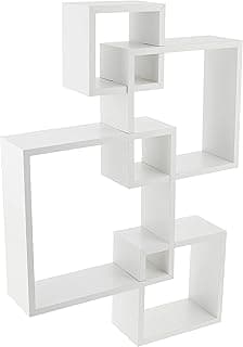 Greenco 4 prateleiras de cubo intersector, prateleiras flutuantes fáceis de montar, para quartos e salas de estar, acabamento branco