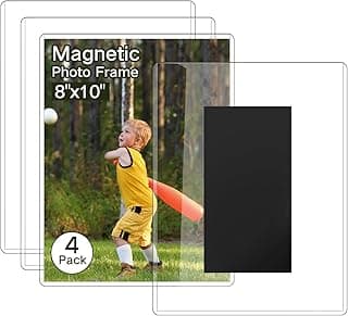 Pacote com 4 porta-retratos magnéticos transparentes 8x10 para geladeira