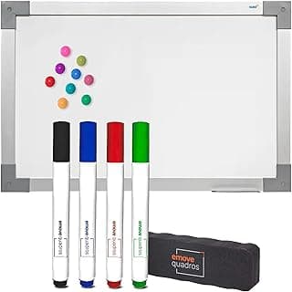 Kit Quadro Branco Magnético Fórmica 120x90cm Luxo Alumínio + 4 Canetas e Apagador