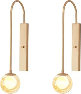 Kit 2 Arandela Parede Globo Vidro Duplo Âmbar Retangular Champagne