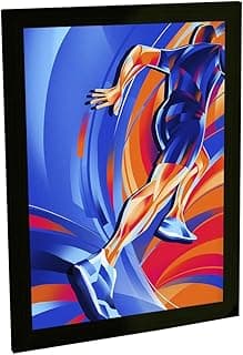 Quadro decorativo de corredor em movimento com fundo colorido, moldura preta