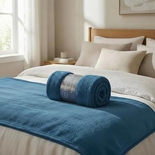 Manta Cobertor Lisa Dupla Face Anti-alérgico Macia Premium 100% Hipoalergênico Tecido Inteligente Conforto Superior Não Encolhe Na Lavagem Coberta, Sofá, Cama, Pet (Azul Petróleo, Casal)