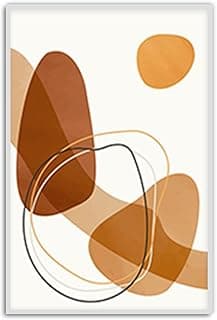 Quadro abstrato geométrico marrom e bege para decoração de sala