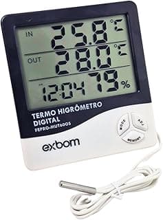 Termômetro digital exbom com tela mostrando temperatura e umidade