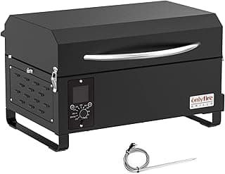 Onlyfire churrasqueira a pellets de madeira fumante com sonda de carne, área de cozimento de 2 níveis, fogão portátil de mesa para cozinha ao ar livre, fumaça e assado, acampamento para trailer, preto