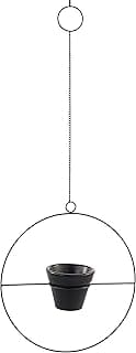 Vaso de barro suspenso preto com design circular