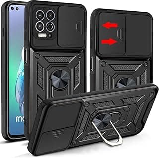 Capa protetora preta para Motorola Moto G100 com design robusto e clipe de metal