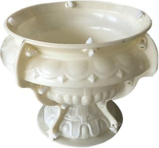 Forma para vaso de flores europeu, concreto, diâmetro 37 cm, design ornamental, branco