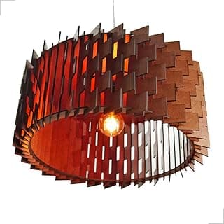 Pendente De Teto Lustre Grande Desconstruído P/Sala Em Madeira Mdf Decoração