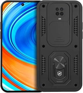 Capa de proteção preta para Xiaomi Redmi Note 9s com design abstrato frontal