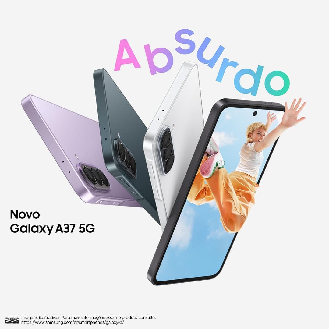 Celular Samsung Galaxy A37 5G 128GB, 6GB RAM, Câmera 50MP (Preto)