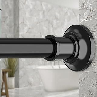 Varão de cortina preto montado na parede, sem necessidade de furadeira