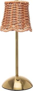 Luminária de mesa LED de três tons com base em metal dourado e difusor de vime