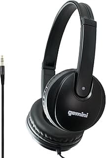 Gemini Sound DJX-200 Fones de ouvido profissionais pretos para DJ – Monitor Over-Ear com drivers de 40 mm, fones de ouvido ultraconfortáveis, isolamento de ruído, design leve para DJing, jogos,