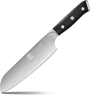 Faca de Cozinha Santoku Profissional Aço Alto Carbono 7 Polegadas Cabo Preto