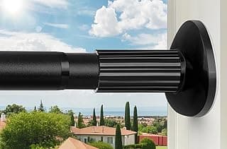 Haste de cortina preta de 139 a 358 cm, fácil de instalar, antiderrapante, para janela ou banheiro