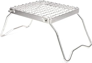 Fogão de acampamento dobrável de aço inoxidável, portátil, churrasqueira, churrasqueira, lenha com malha grande e carga de 50 kg para piqueniques, acampamento, mochila