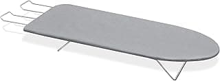 Mesa de passar roupa portátil com suporte para ferro em aço prata metalizado
