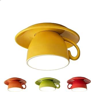 Luminária de teto de cerâmica em forma de xícara de café, três cores, LED, moderna, para corredor, quarto, café e restaurante