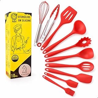 Kit de utensílios de cozinha de silicone vermelho com 10 peças X-MATTE