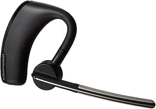 Fone de ouvido estéreo Bluetooth preto, design ergonômico com microfone.