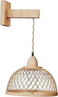 Luminária de parede boho de rattan estilo C