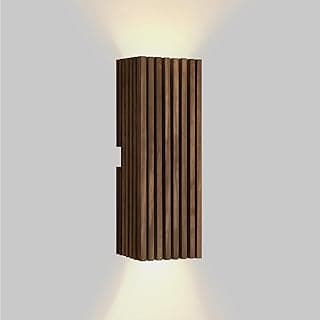 Arandela de parede decorativa madeira ripada 40cm iluminação LED luz quente