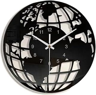 Relógio de Parede de Acrílico com Padrão de Mapa-múndi, Preto, Decorativo, Decoração para Casa, Cozinha, Multifuncional, 30cm