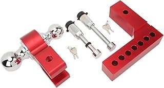 Dpofirs Engate de Reboque de Aço Inoxidável Ajustável, 6 ", Capacidade de 12500lbs, para Caminhões Pesados, Kit de Engate de Reboque, Rvs e Barcos (Vermelho)