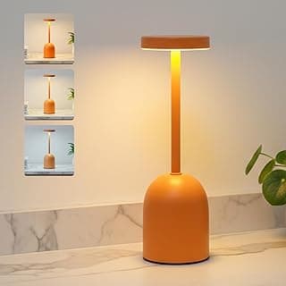 Luminária de mesa sem fio LED ajustável de 3 cores, cor laranja, para quarto, restaurante, pátio e decoração