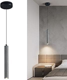 Luminária pendente linear preta de concreto cinza moderna para cozinha, sala, quarto e mesa cabeceira