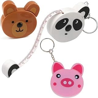 Kit de 3 fitas métricas retráteis em forma de bichinhos: porco, urso e panda, 150cm