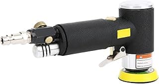 Moedor de ar pneumático preto e amarelo com bico de metal e disco abrasivo amarelo