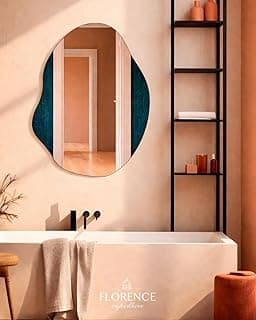 Espelho decorativo orgânico lapidado em forma de nuvem para banheiro, 70x50cm, com fixação
