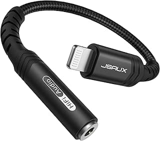 Adaptador de Fone de Ouvido JSAUX Lightning para 3,5 mm Certificado Mfi Preto Compatível com Iphone 11/11 Pro/11 Pro Max/SE/X/XR/XS Max