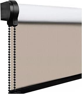 Cortina blackout rolo preta frontal com acabamento branco