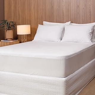 Protetor de colchão branco à prova d'água para cama de casal, malha 100% poliéster, 188x138x35cm