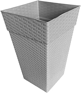 Vaso de polietileno cachepot rattan quadrado cinza 10L para decoração